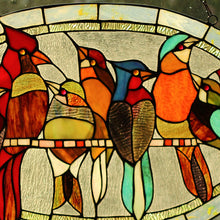 Load image into Gallery viewer, RADIANCE goods Birds Stained Glass Window Panel 23.5&quot;x15&quot;
