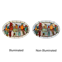 Load image into Gallery viewer, RADIANCE goods Birds Stained Glass Window Panel 23.5&quot;x15&quot;

