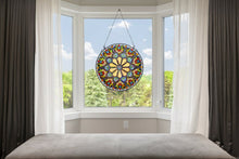 Load image into Gallery viewer, RADIANCE goods Floral Stained Glass Window Panel 23.5&quot;x23.5&quot;
