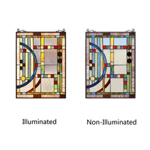 Load image into Gallery viewer, RADIANCE goods Geometric Stained Glass Window Panel 17.5&quot;x25&quot;
