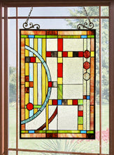 Load image into Gallery viewer, RADIANCE goods Geometric Stained Glass Window Panel 17.5&quot;x25&quot;

