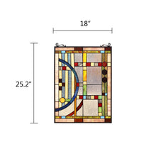 Load image into Gallery viewer, RADIANCE goods Geometric Stained Glass Window Panel 17.5&quot;x25&quot;
