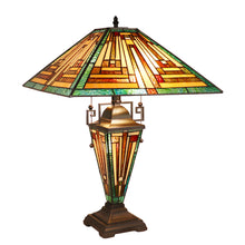 Load image into Gallery viewer, RADIANCE goods Tiffany-Style 3-Light Mission Double Lit Table Lamp 16&quot; Shade
