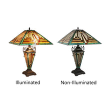 Load image into Gallery viewer, RADIANCE goods Tiffany-Style 3-Light Mission Double Lit Table Lamp 16&quot; Shade
