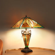 Load image into Gallery viewer, RADIANCE goods Tiffany-Style 3-Light Mission Double Lit Table Lamp 16&quot; Shade
