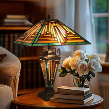 Load image into Gallery viewer, RADIANCE goods Tiffany-Style 3-Light Mission Double Lit Table Lamp 16&quot; Shade
