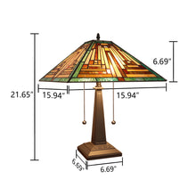 Load image into Gallery viewer, RADIANCE goods Tiffany-Style 2-Light Mission Table Lamp 16&quot; Shade
