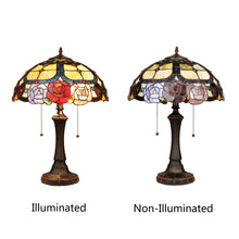 Load image into Gallery viewer, RADIANCE goods Tiffany-Style 2 Light Floral Table Lamp 16&quot; Wide
