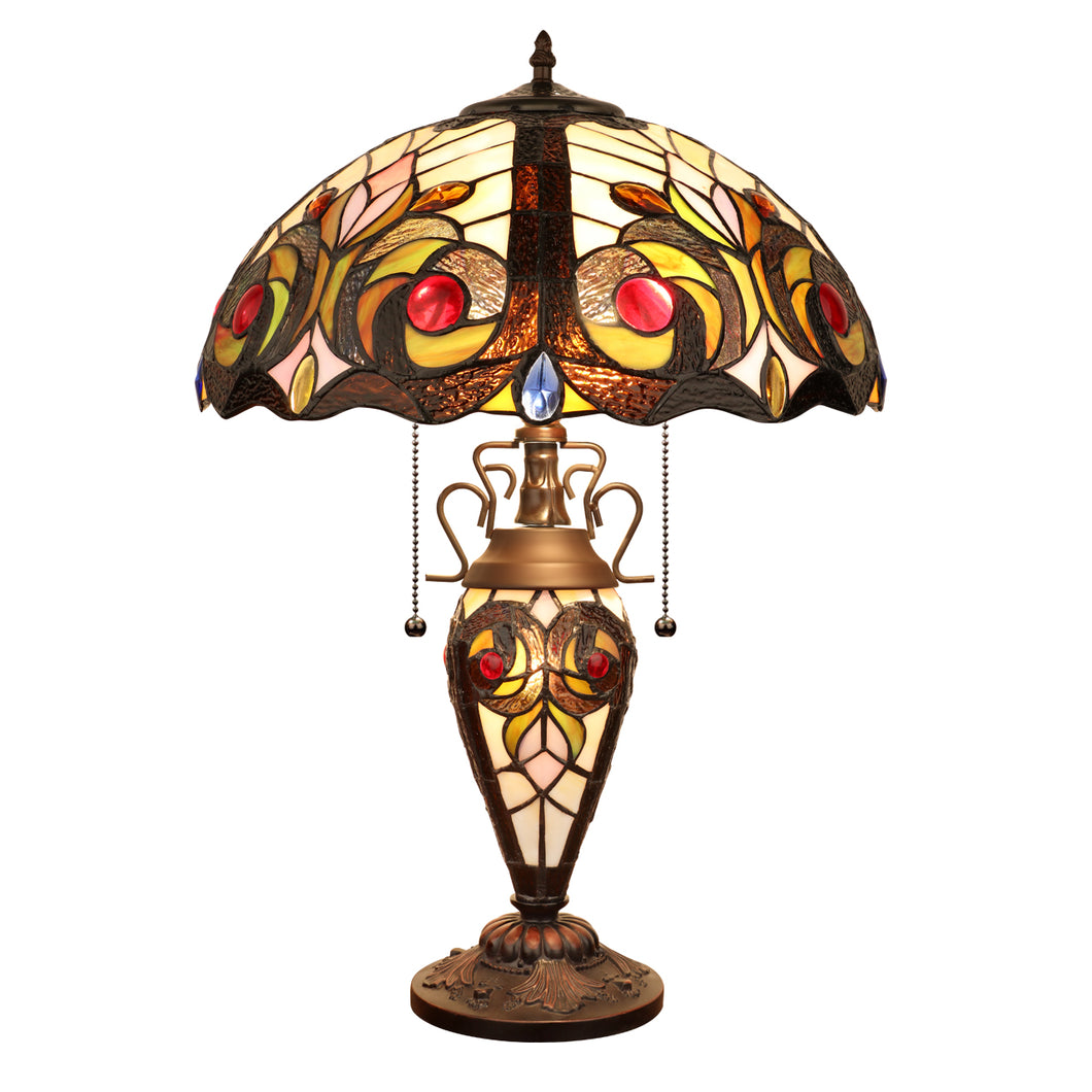 RADIANCE goods Tiffany-Style 3-Light Victorian Double Lit Table Lamp 16