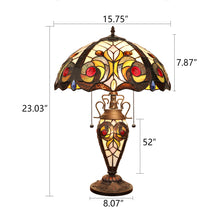 Load image into Gallery viewer, RADIANCE goods Tiffany-Style 3-Light Victorian Double Lit Table Lamp 16&quot; Shade

