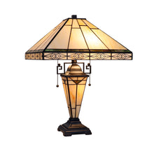 Load image into Gallery viewer, RADIANCE goods Mission-Style 3-Light Blackish Bronze Finish Double Lit Table Lamp 16&quot; Shade
