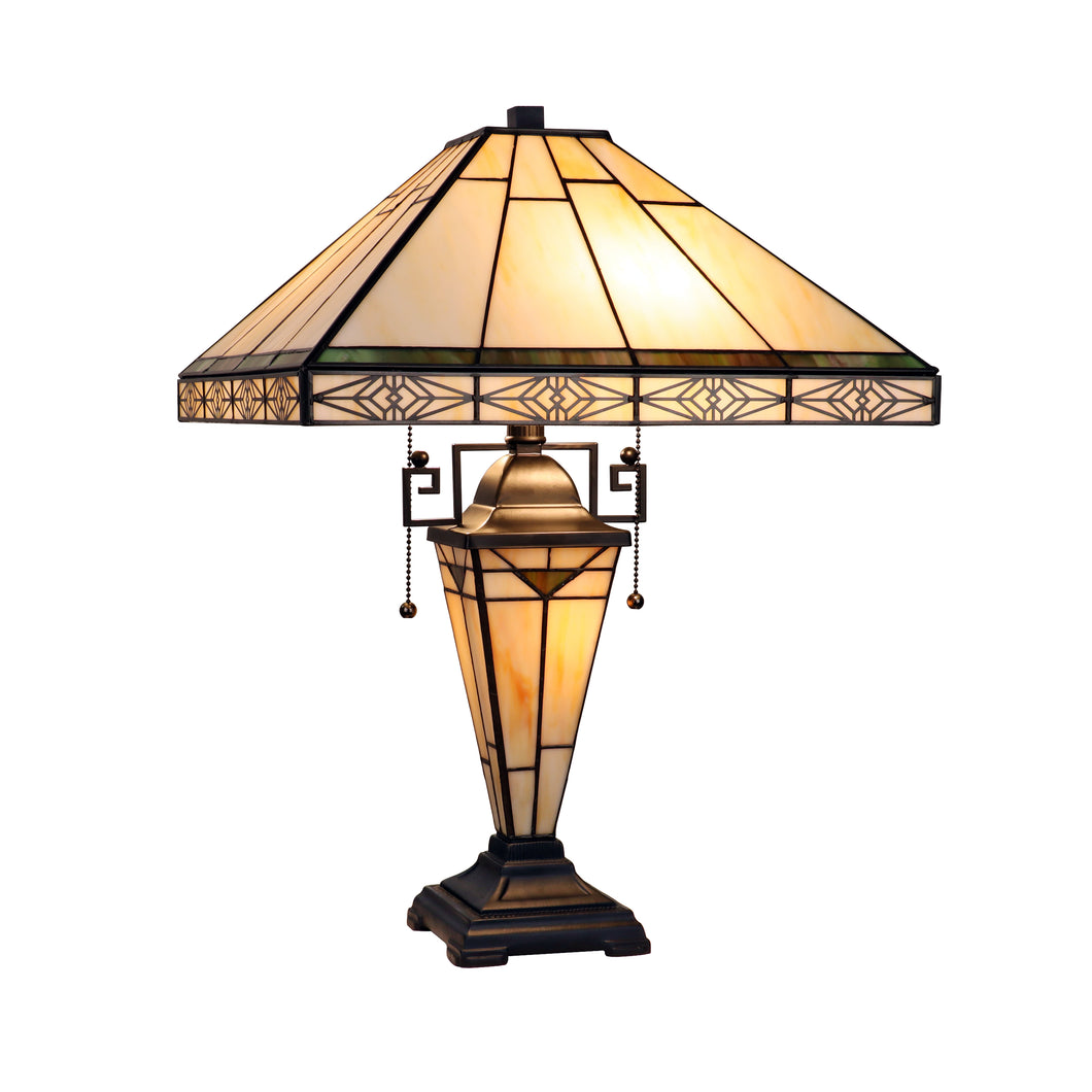 RADIANCE goods Mission-Style 3-Light Blackish Bronze Finish Double Lit Table Lamp 16