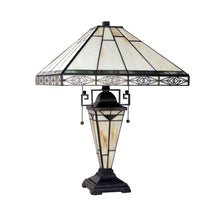 Load image into Gallery viewer, RADIANCE goods Mission-Style 3-Light Blackish Bronze Finish Double Lit Table Lamp 16&quot; Shade
