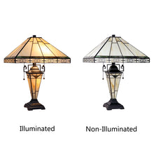 Load image into Gallery viewer, RADIANCE goods Mission-Style 3-Light Blackish Bronze Finish Double Lit Table Lamp 16&quot; Shade
