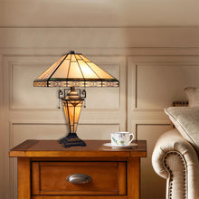 Load image into Gallery viewer, RADIANCE goods Mission-Style 3-Light Blackish Bronze Finish Double Lit Table Lamp 16&quot; Shade
