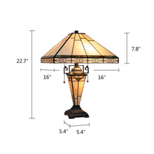 Load image into Gallery viewer, RADIANCE goods Mission-Style 3-Light Blackish Bronze Finish Double Lit Table Lamp 16&quot; Shade
