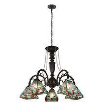 Load image into Gallery viewer, RADIANCE goods Tiffany-Style 5-Light Mission Large Chandelier 27&quot; Wide
