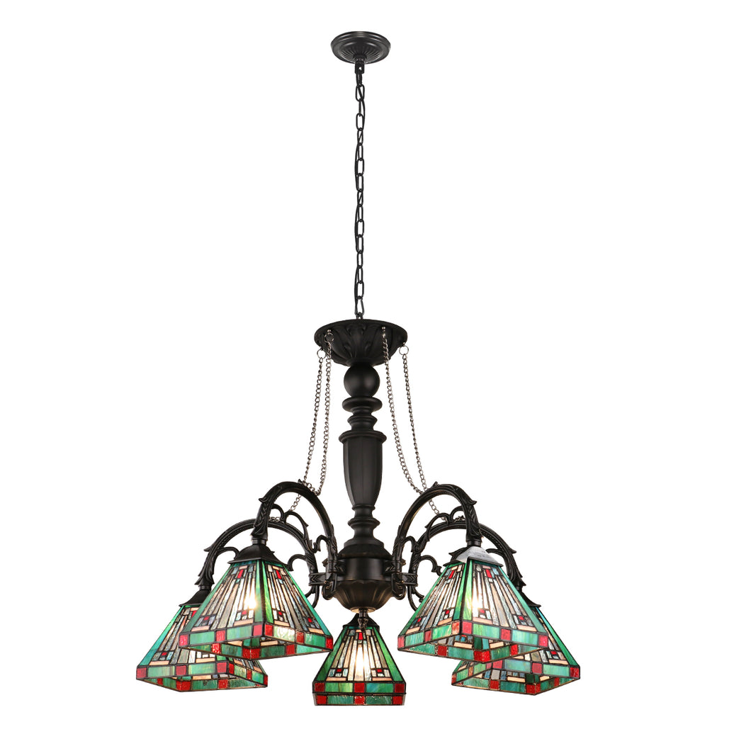 RADIANCE goods Tiffany-Style 5-Light Mission Large Chandelier 27