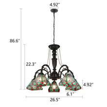 Load image into Gallery viewer, RADIANCE goods Tiffany-Style 5-Light Mission Large Chandelier 27&quot; Wide
