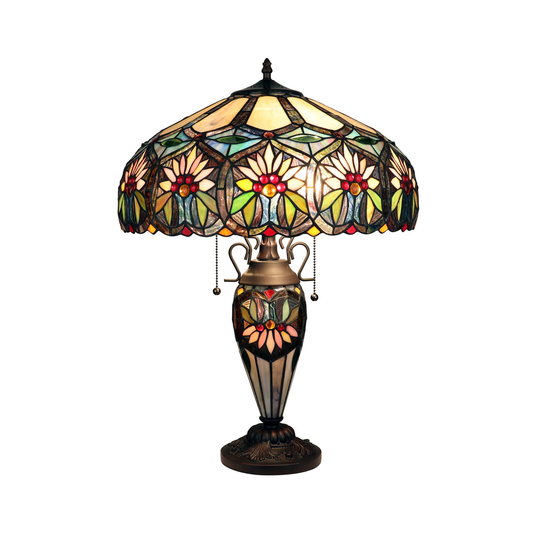 RADIANCE goods Tiffany-style 3-Light Floral Double Lit Table Lamp 18