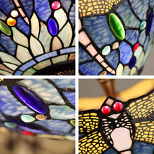 Load image into Gallery viewer, RADIANCE goods Dragonfly Tiffany-Style 3-Light Inverted Ceiling Pendant 18&quot; Shade

