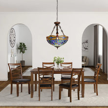 Load image into Gallery viewer, RADIANCE goods Dragonfly Tiffany-Style 3-Light Inverted Ceiling Pendant 18&quot; Shade

