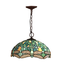 Load image into Gallery viewer, RADIANCE goods Dragonfly Tiffany-Style 2-Light Ceiling Pendant 16&quot; Shade
