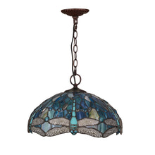 Load image into Gallery viewer, RADIANCE goods Dragonfly Tiffany-Style 2-Light Ceiling Pendant 16&quot; Shade
