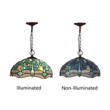 Load image into Gallery viewer, RADIANCE goods Dragonfly Tiffany-Style 2-Light Ceiling Pendant 16&quot; Shade
