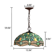 Load image into Gallery viewer, RADIANCE goods Dragonfly Tiffany-Style 2-Light Ceiling Pendant 16&quot; Shade
