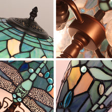 Load image into Gallery viewer, RADIANCE goods Dragonfly Tiffany-Style 3-Light Double Lit Table Lamp 16&quot; Shade

