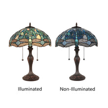 Load image into Gallery viewer, RADIANCE goods Dragonfly Tiffany-Style 2-Light Table Lamp 16&quot; Shade
