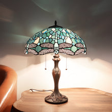 Load image into Gallery viewer, RADIANCE goods Dragonfly Tiffany-Style 2-Light Table Lamp 16&quot; Shade
