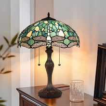 Load image into Gallery viewer, RADIANCE goods Dragonfly Tiffany-Style 2-Light Table Lamp 16&quot; Shade
