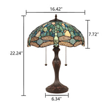 Load image into Gallery viewer, RADIANCE goods Dragonfly Tiffany-Style 2-Light Table Lamp 16&quot; Shade
