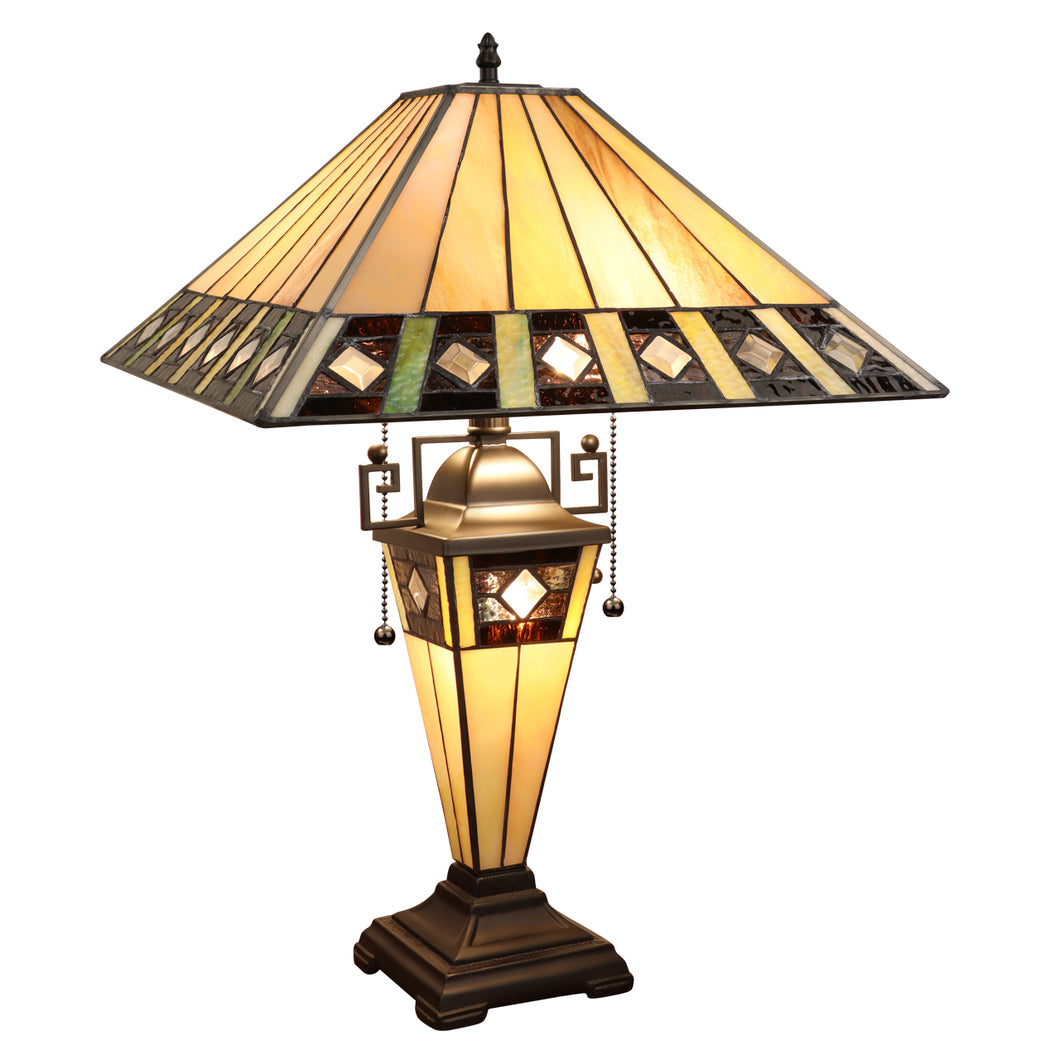 RADIANCE goods Tiffany-Style 3-Light Mission Double Lit Table Lamp 16