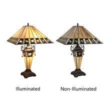 Load image into Gallery viewer, RADIANCE goods Tiffany-Style 3-Light Mission Double Lit Table Lamp 16&quot; Shade
