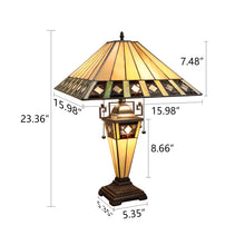 Load image into Gallery viewer, RADIANCE goods Tiffany-Style 3-Light Mission Double Lit Table Lamp 16&quot; Shade

