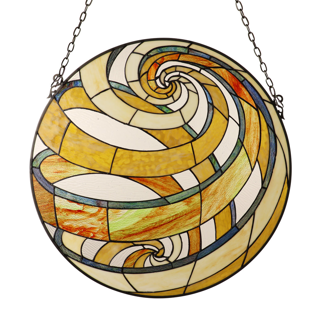 RADIANCE goods Tiffany-Style Geometric Stained Glass Window Panel 23