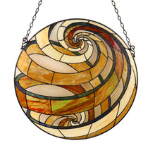 Load image into Gallery viewer, RADIANCE goods Tiffany-Style Geometric Stained Glass Window Panel 23&quot; Width
