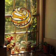 Load image into Gallery viewer, RADIANCE goods Tiffany-Style Geometric Stained Glass Window Panel 23&quot; Width
