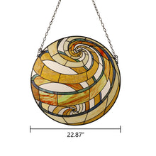 Load image into Gallery viewer, RADIANCE goods Tiffany-Style Geometric Stained Glass Window Panel 23&quot; Width
