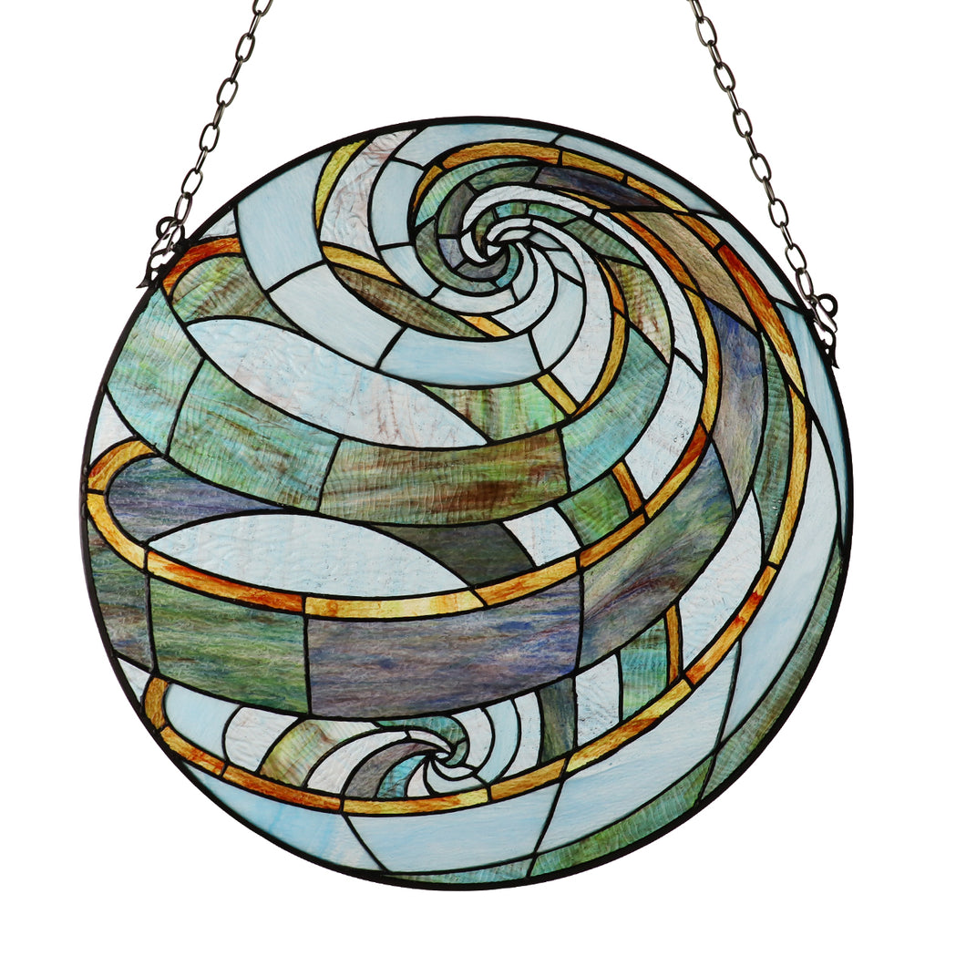 RADIANCE goods Tiffany-Style Geometric Stained Glass Window Panel 23