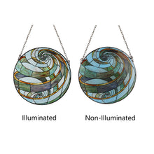 Load image into Gallery viewer, RADIANCE goods Tiffany-Style Geometric Stained Glass Window Panel 23&quot; Width
