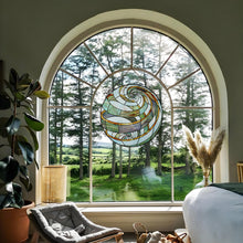 Load image into Gallery viewer, RADIANCE goods Tiffany-Style Geometric Stained Glass Window Panel 23&quot; Width
