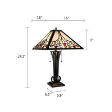 Load image into Gallery viewer, RADIANCE goods Retro-Style Stained Glass 2-Light Table Lamp 16&quot; Shade
