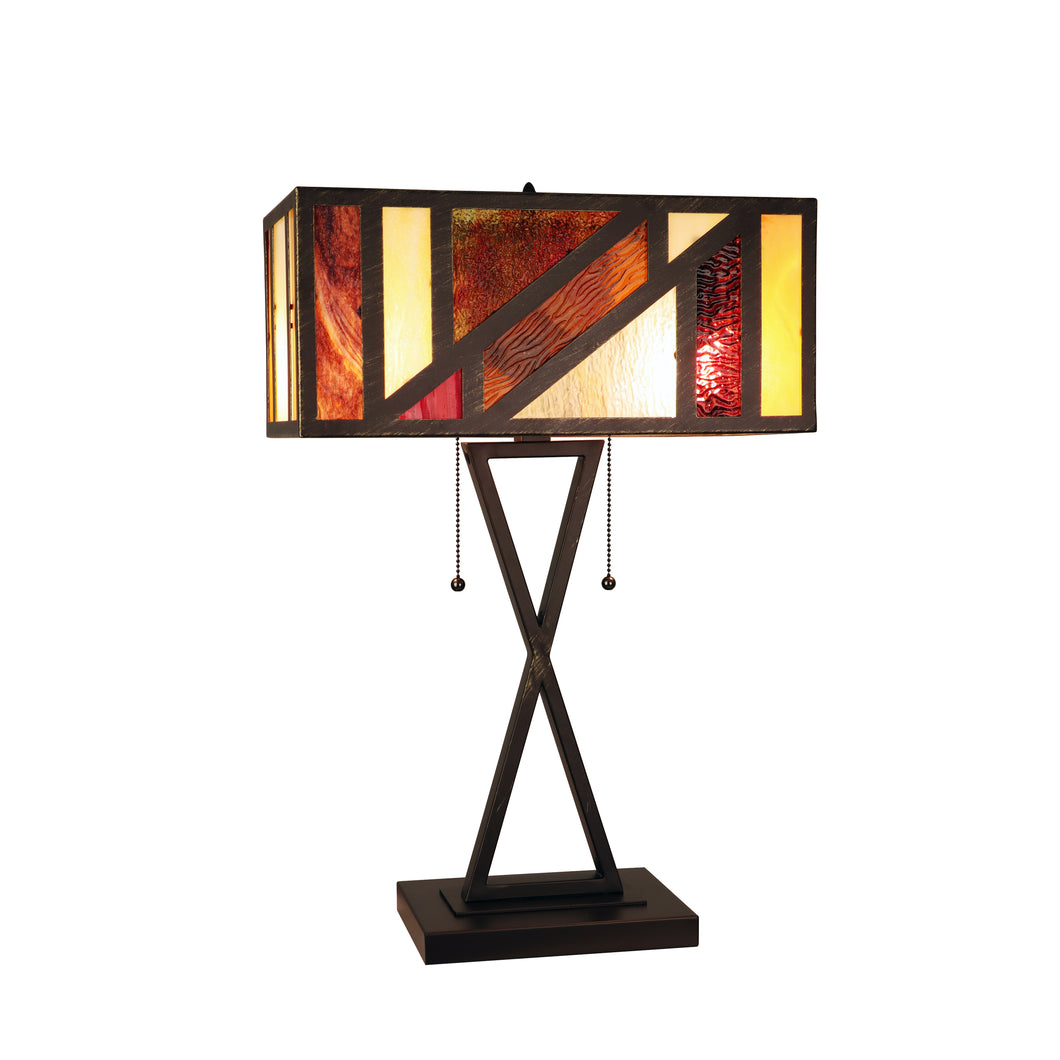 RADIANCE goods Retro-Style Stained Glass 2-Light Table Lamp 16