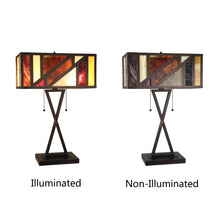 Load image into Gallery viewer, RADIANCE goods Retro-Style Stained Glass 2-Light Table Lamp 16&quot; Shade
