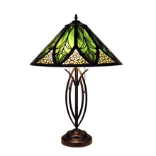 Load image into Gallery viewer, RADIANCE goods Retro-Style Stained Glass 2-Light Table Lamp 18&quot; Shade
