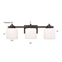 Load image into Gallery viewer, RADIANCE goods 3 Light Rubbed Bronze Finish Bath Vanity Fixture 24&quot; Wide
